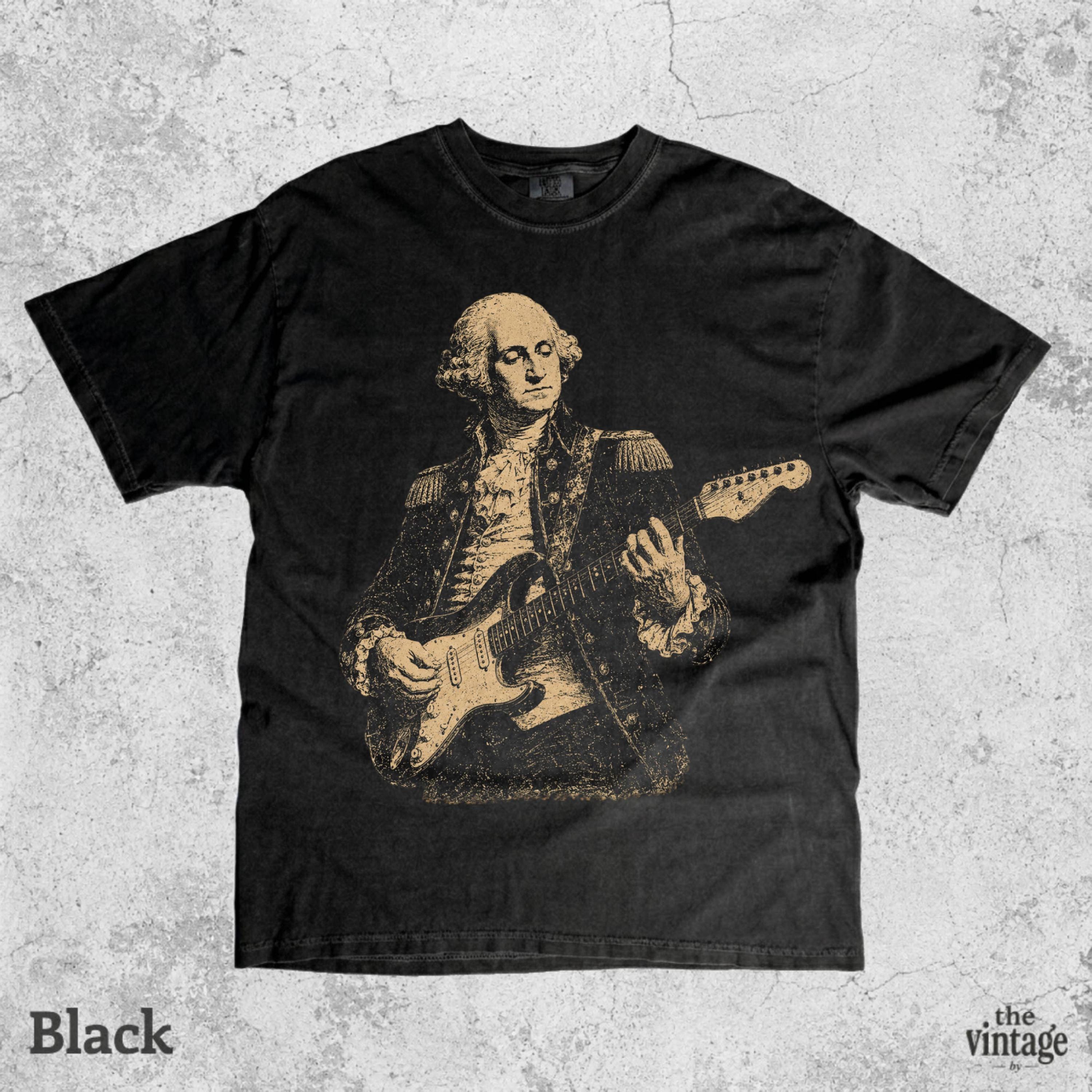 Vintage Retro Comfort Colors George Washington Playing Guitar Shirt, Patriotic Rocker Tee, Funny Founding Father Shirt, 4th Of July Concert