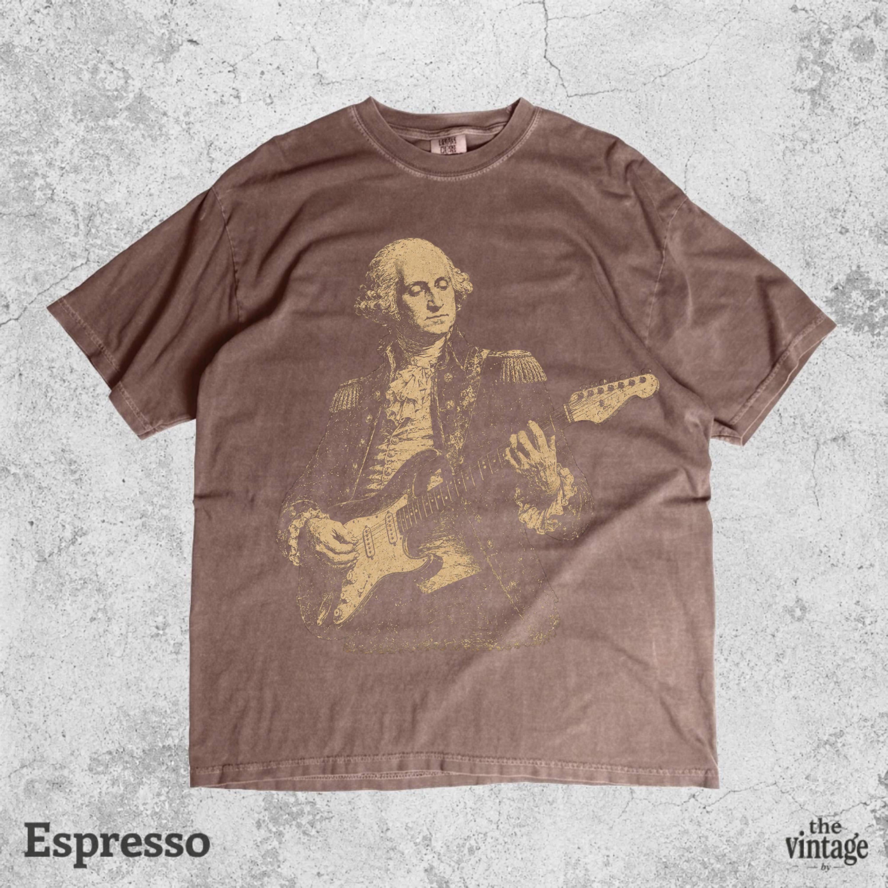 Vintage Retro Comfort Colors George Washington Playing Guitar Shirt, Patriotic Rocker Tee, Funny Founding Father Shirt, 4th Of July Concert