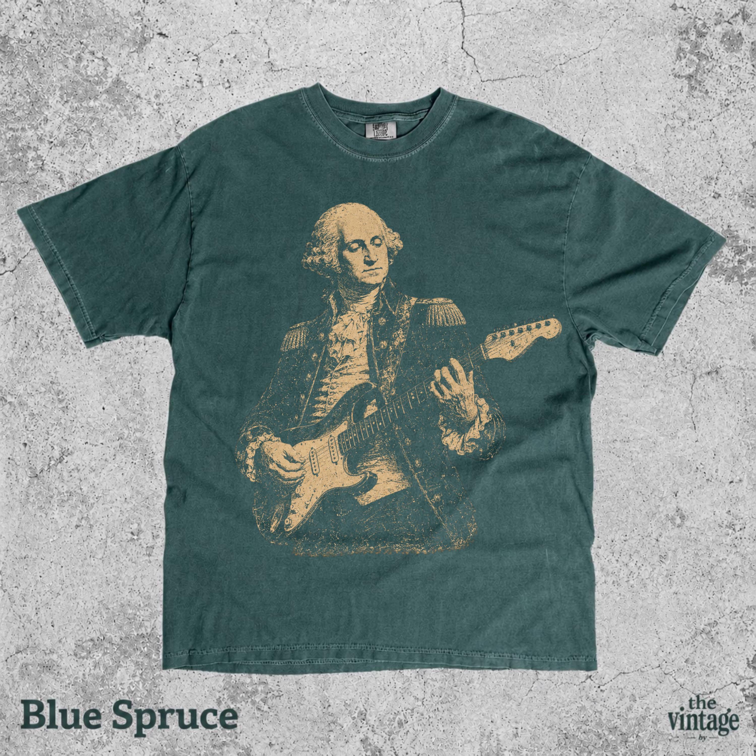 Vintage Retro Comfort Colors George Washington Playing Guitar Shirt, Patriotic Rocker Tee, Funny Founding Father Shirt, 4th Of July Concert