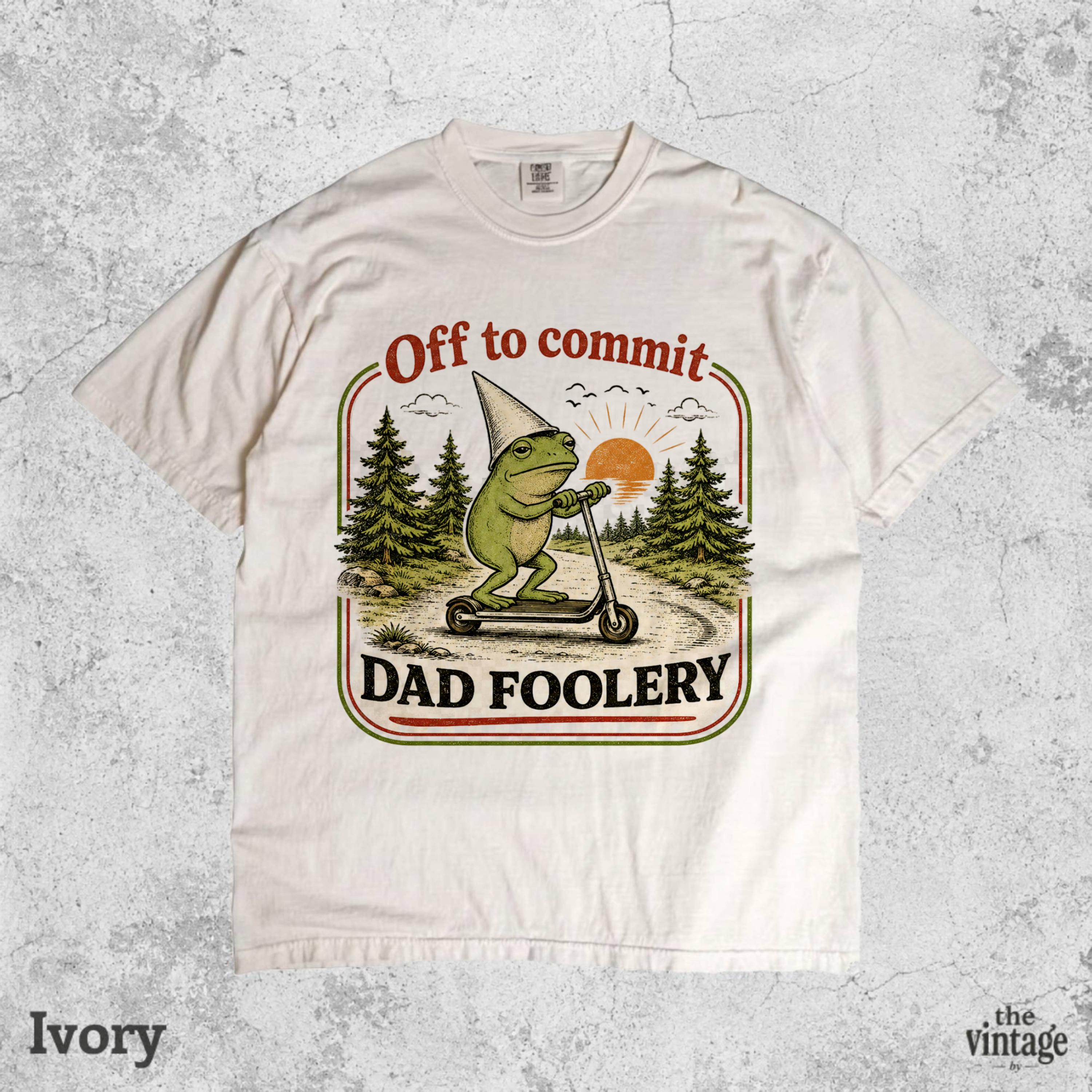 Vintage Retro Comfort Colors Dad Frog Shirt, Off To Commit Dad Foolery Tee, Funny Frog Dad Shirt, Father s Day Gift For Dad, Frog Scooter