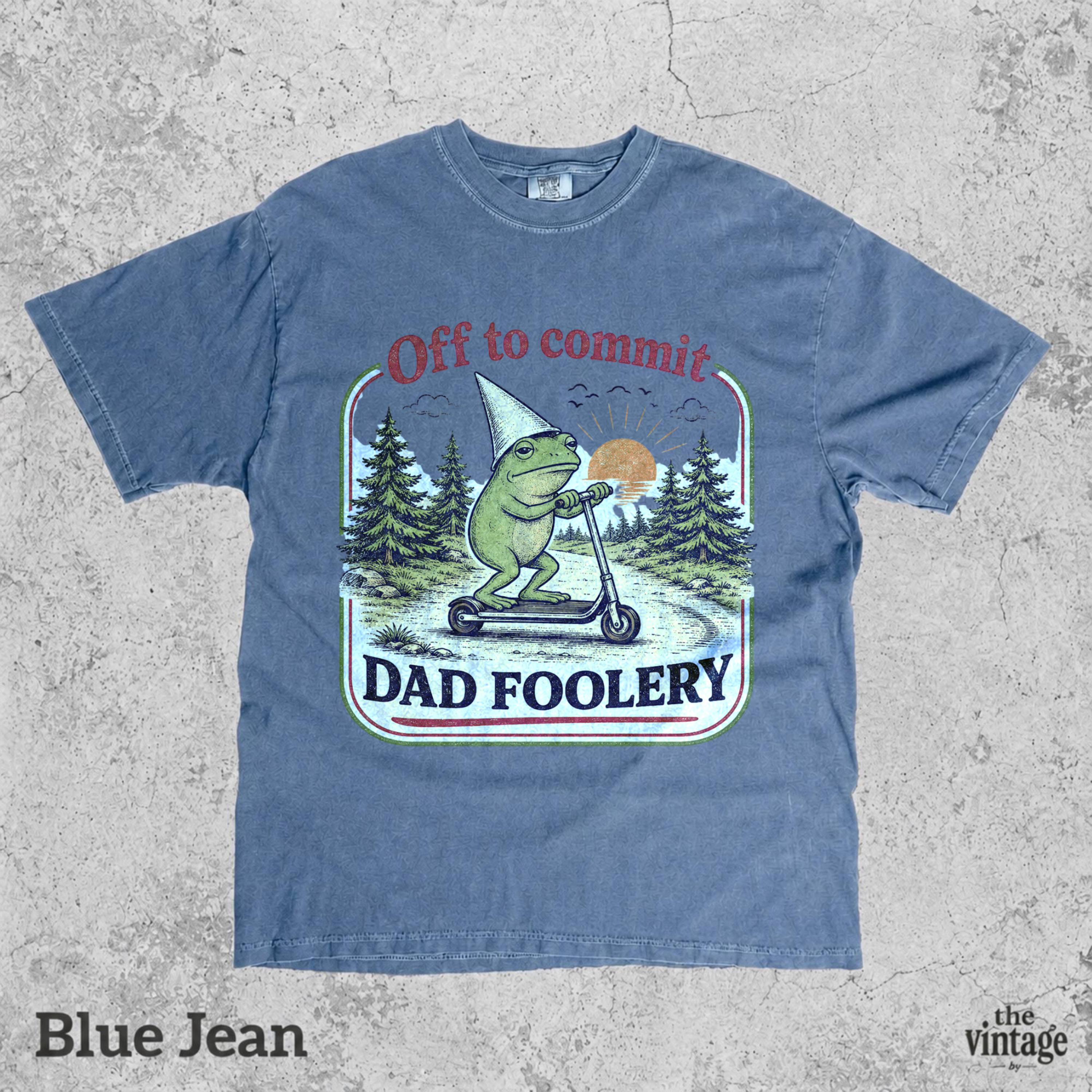 Vintage Retro Comfort Colors Dad Frog Shirt, Off To Commit Dad Foolery Tee, Funny Frog Dad Shirt, Father s Day Gift For Dad, Frog Scooter