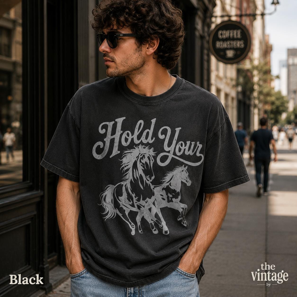 Hold Your Horses Shirt, Funny Cowgirl Graphic Tee, Retro Western Horse Shirt, Vintage Cowboy Aesthetic Oversized T-Shirt